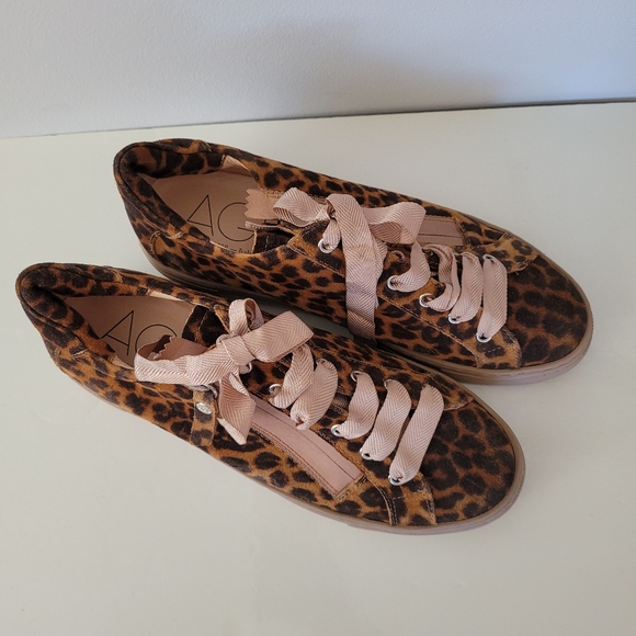 AGL Meghan Leopard Print Leather Platform Sneakers - Picture 3 of 13